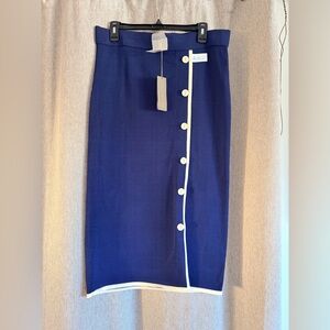 New York & Company Navy Button-Accent Pencil Skirt